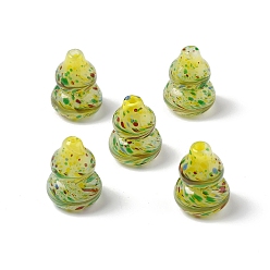 Желтый Lampwork бисер, Горлянка, желтые, 21.5~22x16~16.5 мм, отверстие : 2 мм