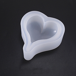 White DIY Heart Silicone Molds, Resin Casting Molds, for UV Resin & Epoxy Resin Craft Making, White, 70x68x26mm