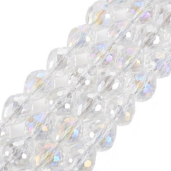 Clear AB Electroplate Transparent Glass Beads Strands, AB Color Plated and Faceted, Teardrop, Clear AB, 10x9.5mm, Hole: 1.5mm, about 60pcs/strand, 23.62 inch(60cm)