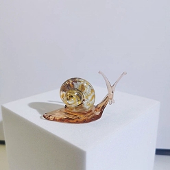 Gold Handmade Lampwork 3D Snail Figurines, for Home Desktop Decoration, Gold, 50x25mm