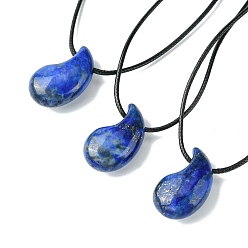 Ляпис-Лазурь Ожерелья с подвесками из натурального окрашенного лазурита, воском шнура, Магатама, 14.17~27.95 дюйм (36~71 см)