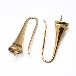 Golden 925 Sterling Silver Earring Hook Findings, Golden, 30x8.5mm, 18 Gauge, Pin: 1mm