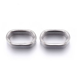 Stainless Steel Color 304 Stainless Steel Slide Charms/Slider Beads, For Leather Cord Bracelets Making, Oval, Stainless Steel Color, 15x9x5mm, Hole: 12x6mm