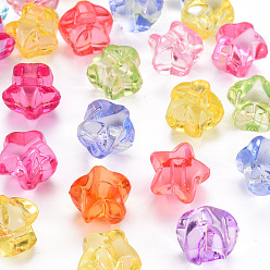 Mixed Color 1-Hole Transparent Acrylic Buttons, Star, Mixed Color, 13.5x14x11.5mm, Hole: 3mm, about 467pcs/500g
