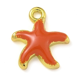 Шоколадный Подвески из латуни с эмалью в стойку, долговечный, без свинца и без кадмия, реальный 18 k позолоченный, очарование морской звезды, цвет шоколада, 15x13.5x3 мм, отверстие : 1.6 мм