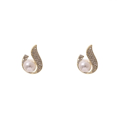 Autres Boucles d'oreilles en alliage de strass pour femmes, avec perles d'imitation et épingle en argent sterling, 925mm