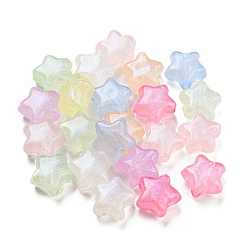 Mixed Color Luminous Acrylic Beads, Glitter Beads, Glow in the Dark, Star, Mixed Color, 10x10.5x6mm, Hole: 2mm, about 1562pcs/500g