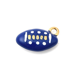 Темно-Синий 304 нержавеющей стальной эмали подвески, регби прелести, ионное покрытие (ip), реальный 18 k позолоченный, темно-синий, 11x17x6 мм, отверстие : 2 мм