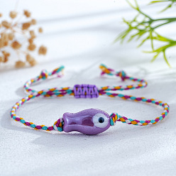 Фиолетовый Регулируемые браслеты ручной работы из фарфоровых бусин, Браслеты из конопляной нити, сплетенные для женщин, рыба, фиолетовые, 11.02 дюйм (28 см)