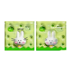 Green Yellow Rabbit PET Zip Lock Gift Bags, Self Sealing Reclosable Package Pouches for Jewelry Storage, Green Yellow, 13.5x13.5cm