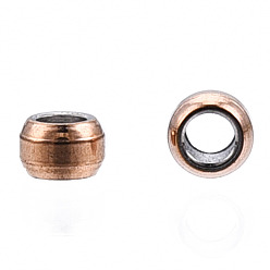 Rose Gold 304 Stainless Steel Crimp Beads, Rose Gold, 1.5x0.8mm, Hole: 0.8mm