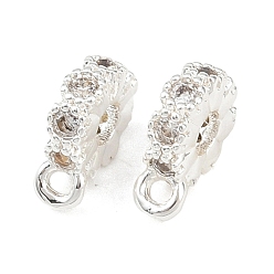 Посеребрённый Латунные поручни из кубического циркония с микропаве, 925 серебро покрытием, 8x6x2 мм, отверстие : 1 мм, внутренний диаметр: 2 мм