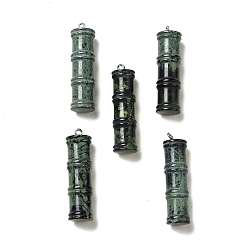 Kambaba Jasper Natural Kambaba Jasper Pendants, Bamboo Stick Charms, with Stainless Steel Color Tone 304 Stainless Steel Loops, 45x12.5mm, Hole: 2mm