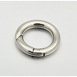 Stainless Steel Color Ring Smooth 304 Stainless Steel Spring Gate Rings, O Rings, Snap Clasps, Stainless Steel Color, 9 Gauge, 15x3mm