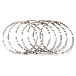 Stainless Steel Color 7Pcs 304 Stainless Steel Thin Plain Bangle Sets, Stainless Steel Color, Inner Diameter: 3 inch(7.5cm)