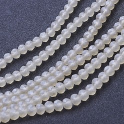Creamy White Electroplate Transparent Glass Beads Strands, Pearl Luster Plated, Faceted, Matte, Rondelle, Creamy White, 10x8mm, Hole: 1mm, about 62pcs/strand, 22.05 inch(56cm)