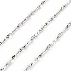Stainless Steel Color Handmade 304 Stainless Steel Bar Link Chains, Soldered, with Spool, Stainless Steel Color, 10x1x1mm, Ring: 2mm, about 32.81 Feet(10m)/Roll