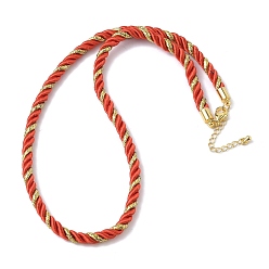 Оранжево-Красный 5мм нейлоновый витой шнур для изготовления ожерелий, с латунными наконечниками и 304 карабинами из нержавеющей стали, долговечный, стойки покрытие, золотые, оранжево-красный, 17.72~18.90 дюйм (45~48 см)