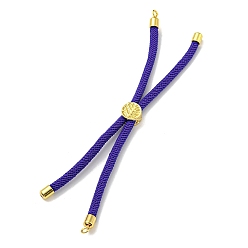 Dark Blue Nylon Cords Bracelet Makings Fit for Connector Charms, with Golden Brass Tree Slider Beads, Long-Lasting Plated, Dark Blue, 8-5/8 inch(22cm), Hole: 1.9mm