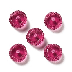 Cerise Transparent Resin Beads, Textured Rondelle, Cerise, 12x7mm, Hole: 2.5mm