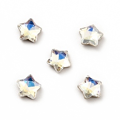 Moonlight K9 Glass Rhinestone Cabochons, Flat Back & Back Plated, Faceted, Star, Moonlight, 5x5x2mm
