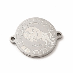 Телец Не тускнеет 12 созвездия 304 подвески-соединители из нержавеющей стали, цвет нержавеющей стали, плоско-круглые, Телец, 20x16x1.3 мм, отверстие : 1.4 мм