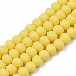 Jaune Brin de perles pate polymère faits à la main , pour les fournitures de bricolage bijoux artisanat, ronde, jaune, 7x5.5mm, Trou: 1.6mm, Environ 69 pcs/chapelet, 15.75 pouces ~ 16.14 pouces (40~41 cm)