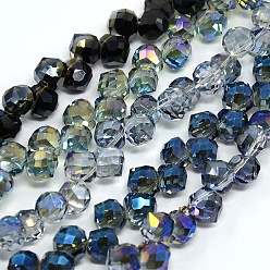 Mixed Color Half Plated Faceted Glass Teardrop Beads, Mixed Color, 8x8mm, Hole: 1mm