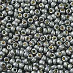 (PF565F) PermaFinish Silver Grey Metallic Matte Toho perles de rocaille rondes, perles de rocaille japonais, (pf 565 f) permafinish gris argent métallisé mat, 11/0, 2.2mm, Trou: 0.8mm, à propos 1110pcs / bouteille, 10 g / bouteille