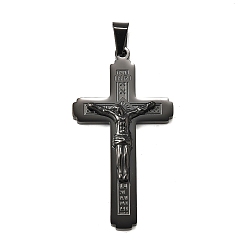 Черный 304 из нержавеющей стали большие кулоны, подвеска в виде креста-распятия, с 201 держателями для ледоруба из нержавеющей стали, чёрные, 55.5x29.5x5 мм, отверстие : 9x5 мм