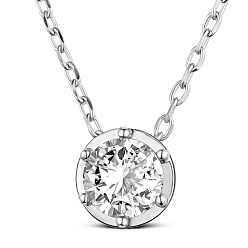 Crystal TINYSAND Rhodium Plated 925 Sterling Silver Rhinestone Pendant Necklace, Platinum, Crystal, 18.5 inch