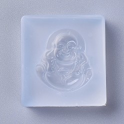 White Pendant Food Grade Silicone Molds, Resin Casting Molds, For UV Resin, Epoxy Resin Jewelry Making, Buddha, White, 45x41x10mm, Hole: 1.5mm, Buddha: 31x29mm