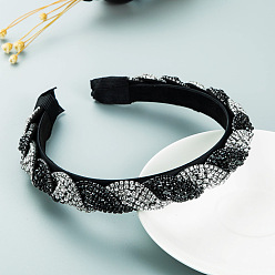 Black and white Vintage Colorful Rhinestone Claw Chain Cross Wrap Headband - Elegant Dance Party Headpiece.