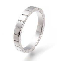 Stainless Steel Color 304 Stainless Steel Finger Rings, Square, Stainless Steel Color, US Size 6~9, Inner Diameter: 16~19mm