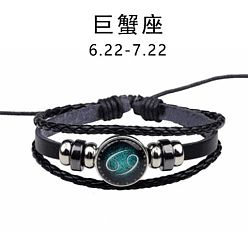 Cancer (zodiac sign) Zodiac Constellation Glow-in-the-Dark Leather Bracelet for Men and Women