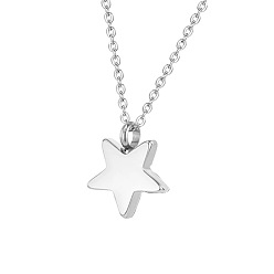 Нержавеющая Сталь Цвет Не тускнеющее ожерелье из нержавеющей стали с подвеской в виде звезды, ожерелья из урны с прахом для мужчин и женщин, цвет нержавеющей стали, 19.69 дюйм (50 см)