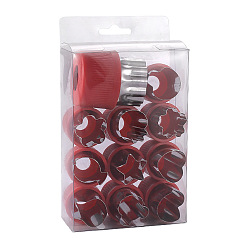 Красный 430 формочки для печенья из нержавеющей стали, с полипропиленовой защитной крышкой, смешанный, красные, 25~38x40~52 мм, 12 шт / комплект