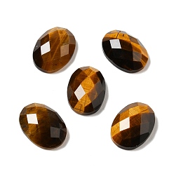 Tiger Eye Natural Tiger Eye Cabochons, Faceted, Oval, 18x13x6mm