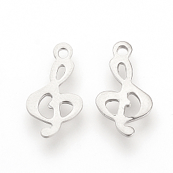 Stainless Steel Color 201 Stainless Steel Pendants, 
Musical Note, Stainless Steel Color, 15x8x1mm, Hole: 1.5mm