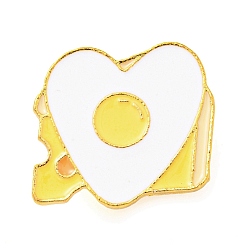 Jaune Épingle en émail sur le thème de la nourriture, broche en alliage doré pour vêtements de sac à dos, oeuf au plat, jaune, 20x22x1.5mm