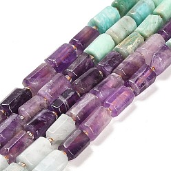 Mixed Stone Chakra Natural Mixed Stone Beads Strands, with Seed Beads, Faceted Column, 9~11x6~7.5x6~7.5mm, Hole: 1.2mm, about 30pcs/strand, 15.16~15.55 inch(38.5~39.5cm)