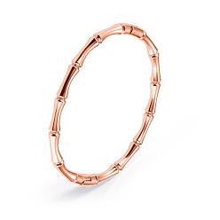 Rose Gold 304 Stainless Steel Bamboo Joint Hinged Bangle, Rose Gold, Inner Diameter: 1-7/8x2-1/4 inch(4.75x5.75cm)