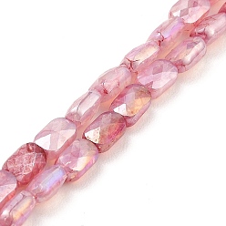 Indian Red Imitation Jade Glass Beads Strands, AB Color Plated, Faceted, Rectangle, Indian Red, 7x4.5x3mm, Hole: 1mm, about 70pcs/strand, 19.21''(48.8cm)