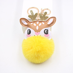 yellow Cute Deer Plush Keychain Pendant - Cartoon Toy Christmas Gift Bag Pendant.