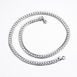 Stainless Steel Color 304 Stainless Steel Chain Necklaces, with Lobster Claw Clasps, Stainless Steel Color, 23.82 inch(60.5cm), 7.5x2mm
