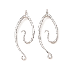 Platino Dijes de conexión de latón texturizado, enlaces de ondas en espiral, Platino, 27x10.5x3 mm, agujero: 1.2 mm y 1 mm