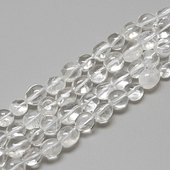 Quartz Crystal Natural Quartz Crystal Beads Strands, Oval, 8~15x7~12x4~12mm, Hole: 1mm, about 30~45pcs/strand, 15.7 inch