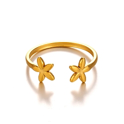 Золотой 304 открытые манжеты из нержавеющей стали, украшения для женщин, цветок, золотые, размер США 8 (18.1 мм)