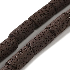 Coconut Brown Natural Lava Rock Beads Strands, Column, Dyed, Coconut Brown, 14x7mm, Hole: 1.5mm, about 28pcs/strand, 15.55''(39.5~40cm)
