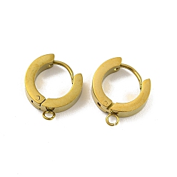 Golden 304 Stainless Steel Hoop Earring Findings, Ring, with Horizontal Loops, Golden, 15.5x13.5mm, Hole: 1.8mm, Pin: 1mm